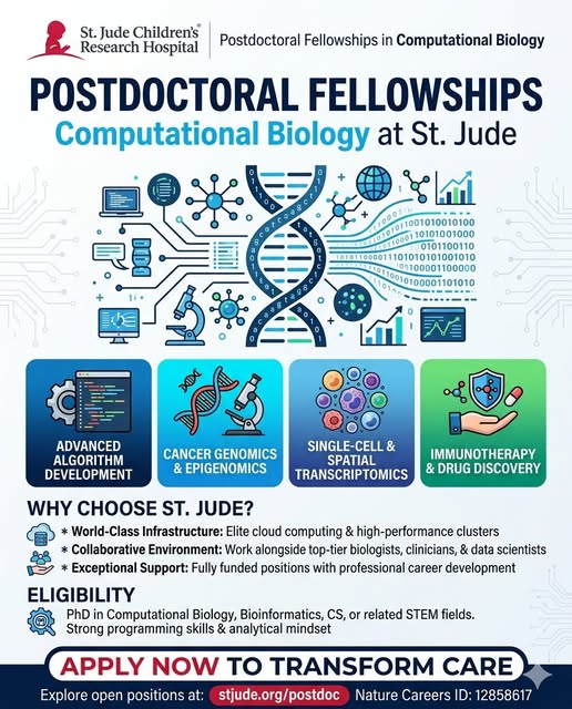 POSTDOCTORAL FELLOWSHIPS ด้าน Computational Biology at St. Jude ประเทศสหรัฐอเมริกา
